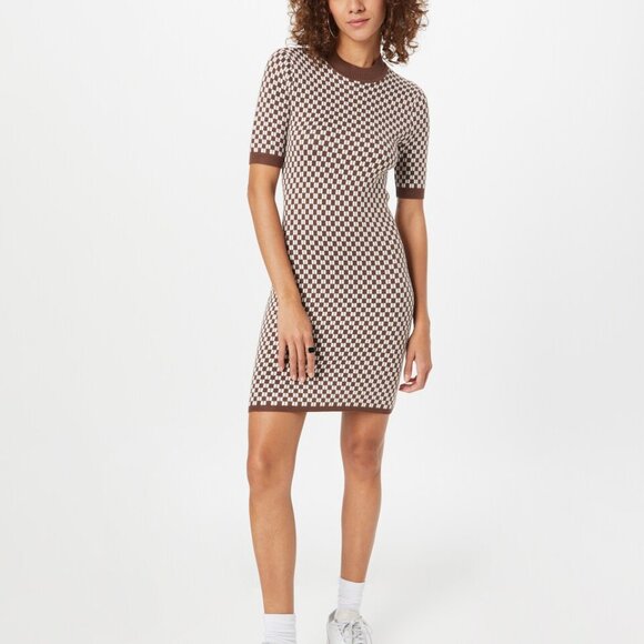 Abercrombie & Fitch Brown Knit Sweater Check Mini Dress Size Small 26617 - Picture 3 of 12